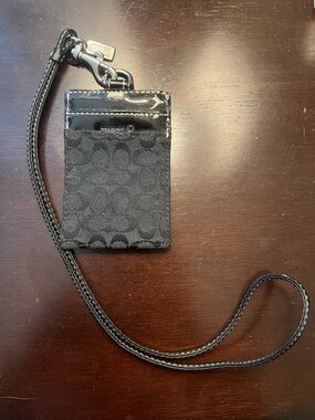 Coach Signature Black Lanyard